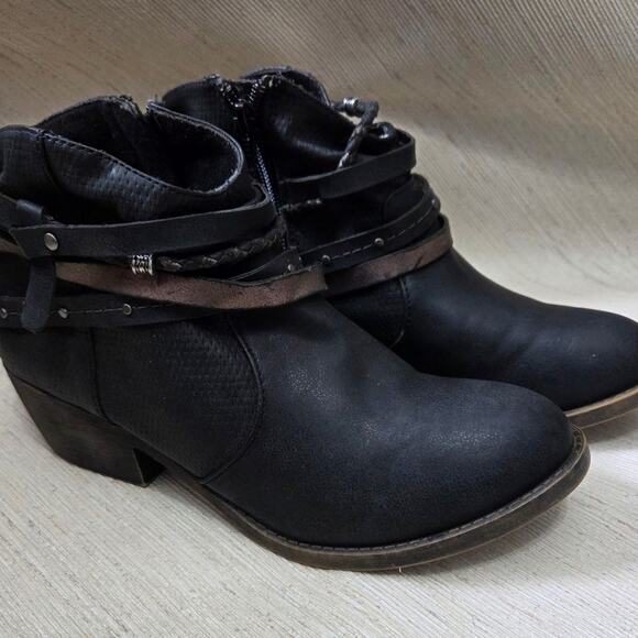 SO Sonoma Kohls black ankle fashion boots womens sz. 8M chunk heel - Picture 1 of 11
